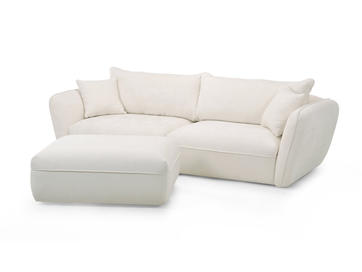 Bobochic Luigi Sofa 3-Sitzer mit Pouf Strukturstoff Weiß