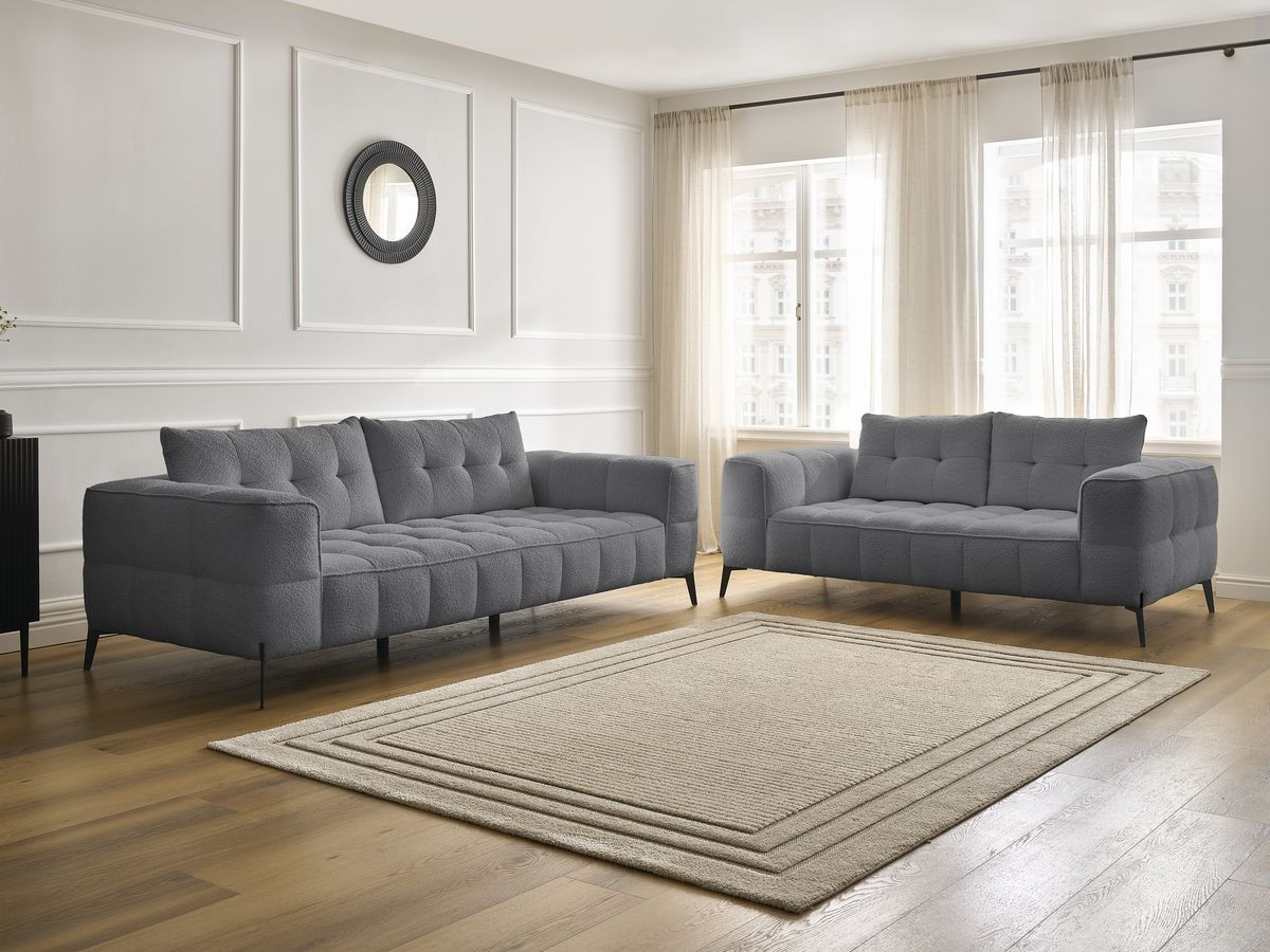 Bobochic Anis Sofa 5-Sitzer Bouclé-Stoff Dunkelgrau