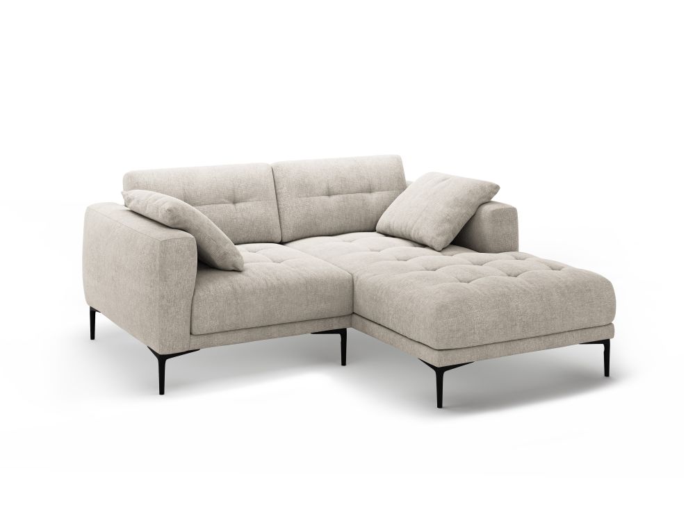 Cosmopolitan Design Ecksofa Lazio 2-Sitzer Strukturierter Stoff Sorella Beige Rechts