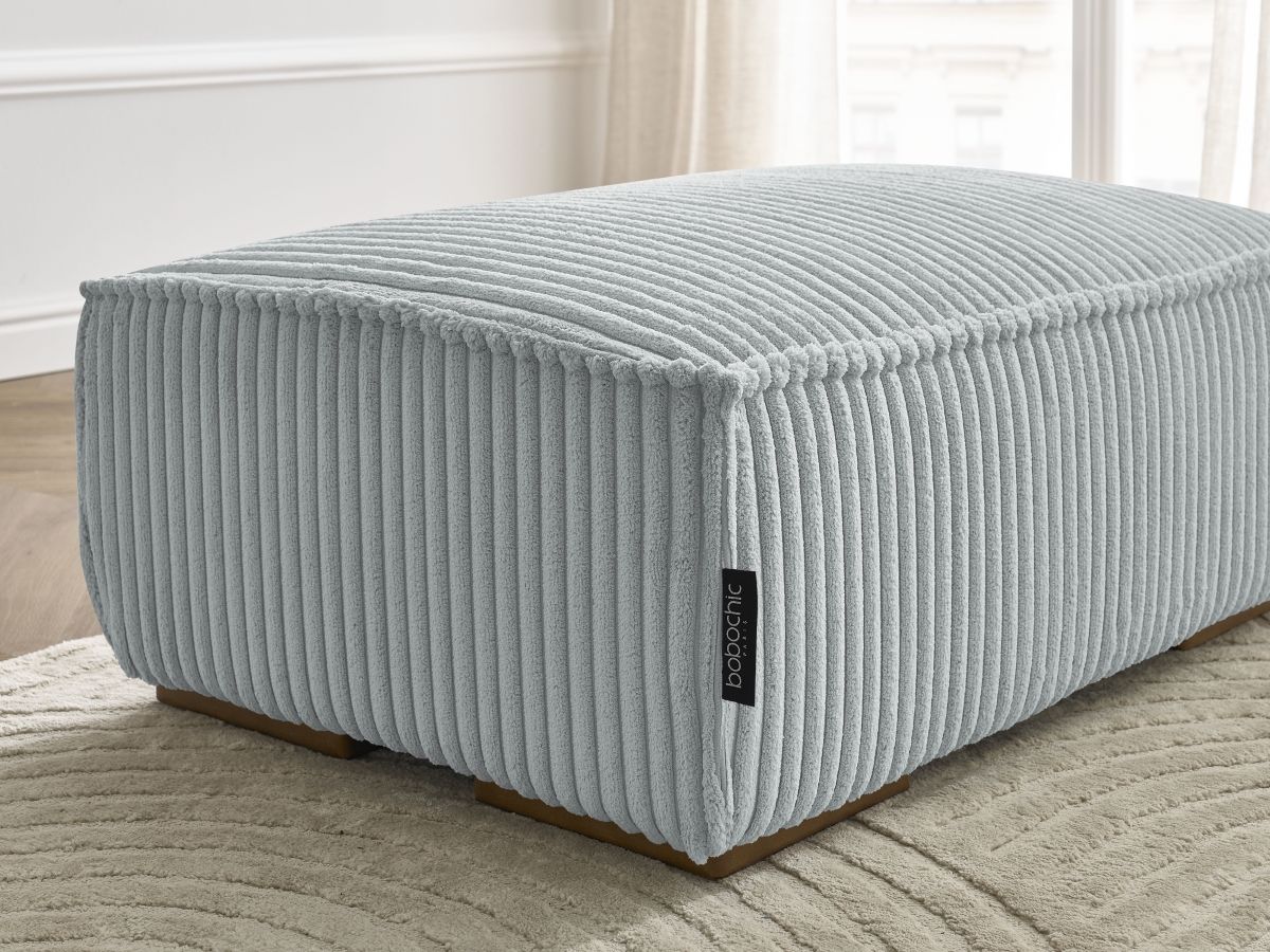 Bobochic Chelsea Pouf Breitcord weich Hellgrau