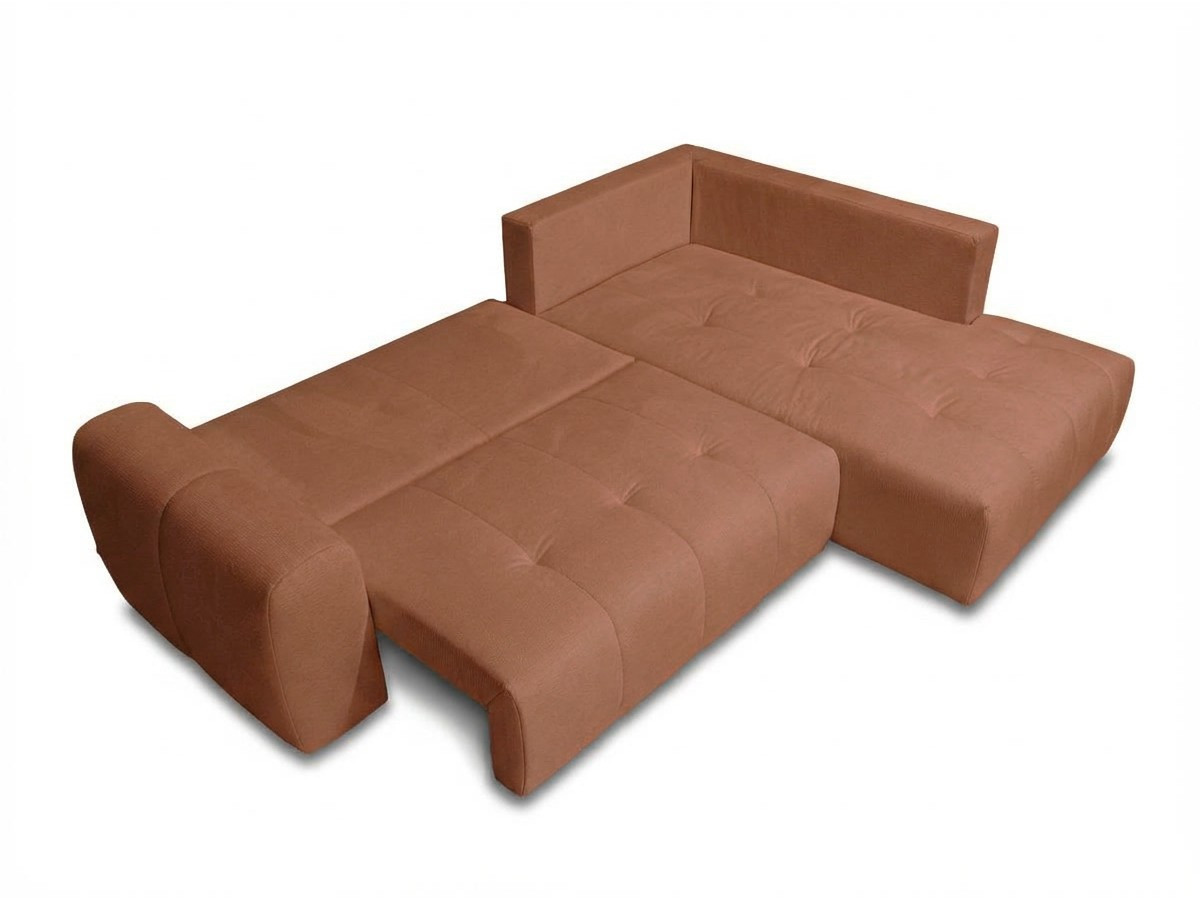 Bobochic Roxelane Ecksofa mit Schlaffunktion und Bettkasten Melange-Stoff Orange Ecke rechts