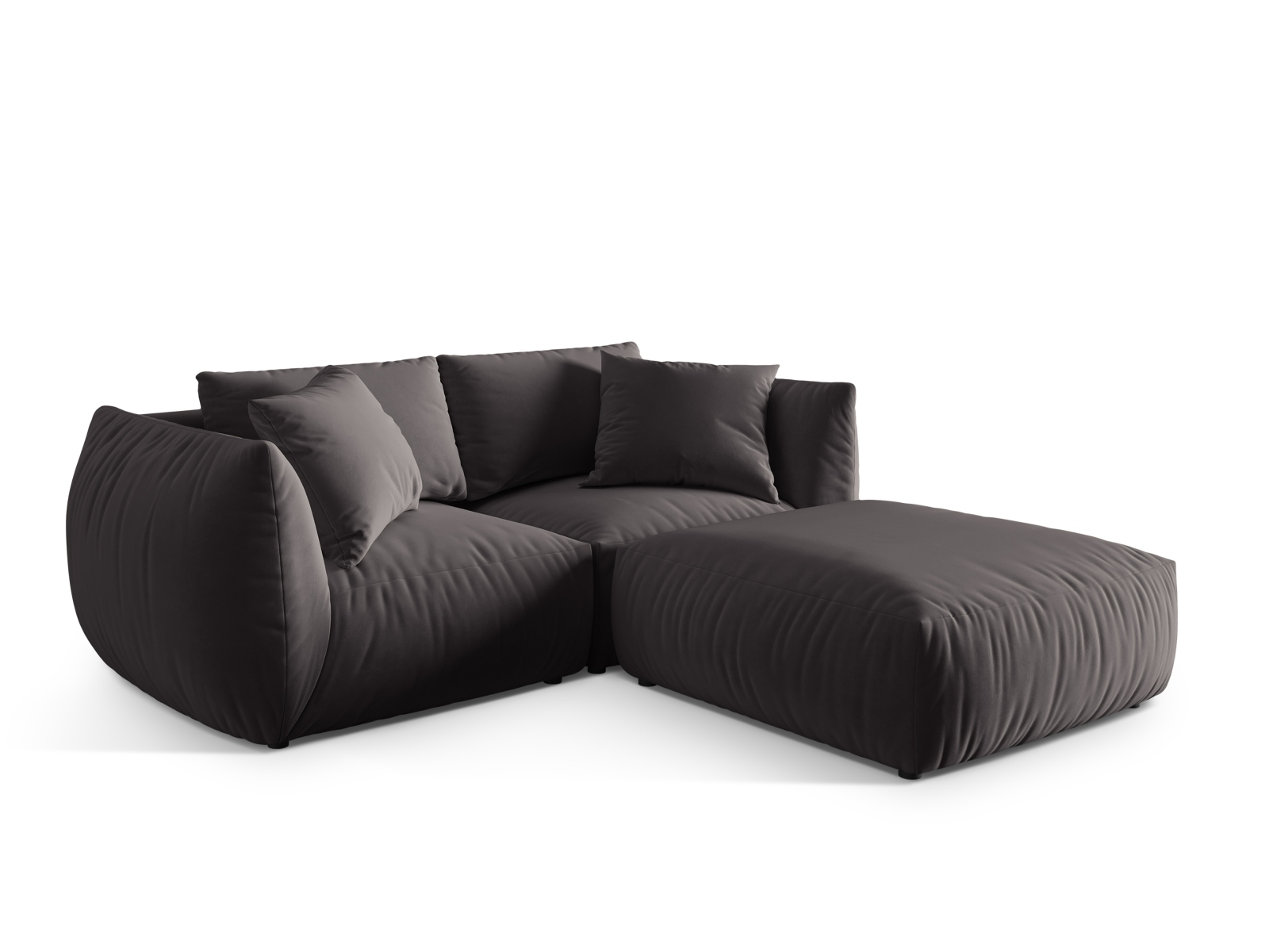 Micadoni Modulares Sofa Chris 4-Sitzer Samt Dunkelgrau
