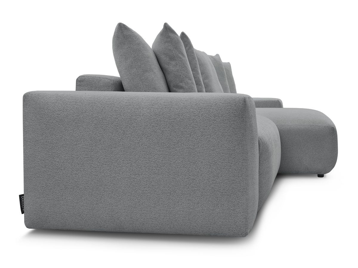 Bobochic Voltaire Ecksofa mit Schlaffunktion und Bettkasten Melange-Stoff Dunkelgrau
