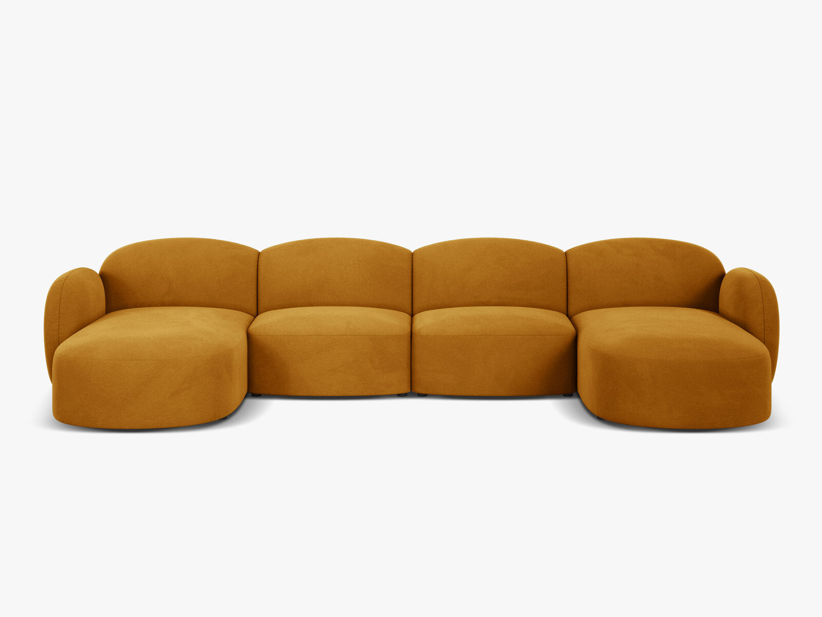 Micadoni Panorama Sofa Blair 6-Sitzer Samt Casino Gelb