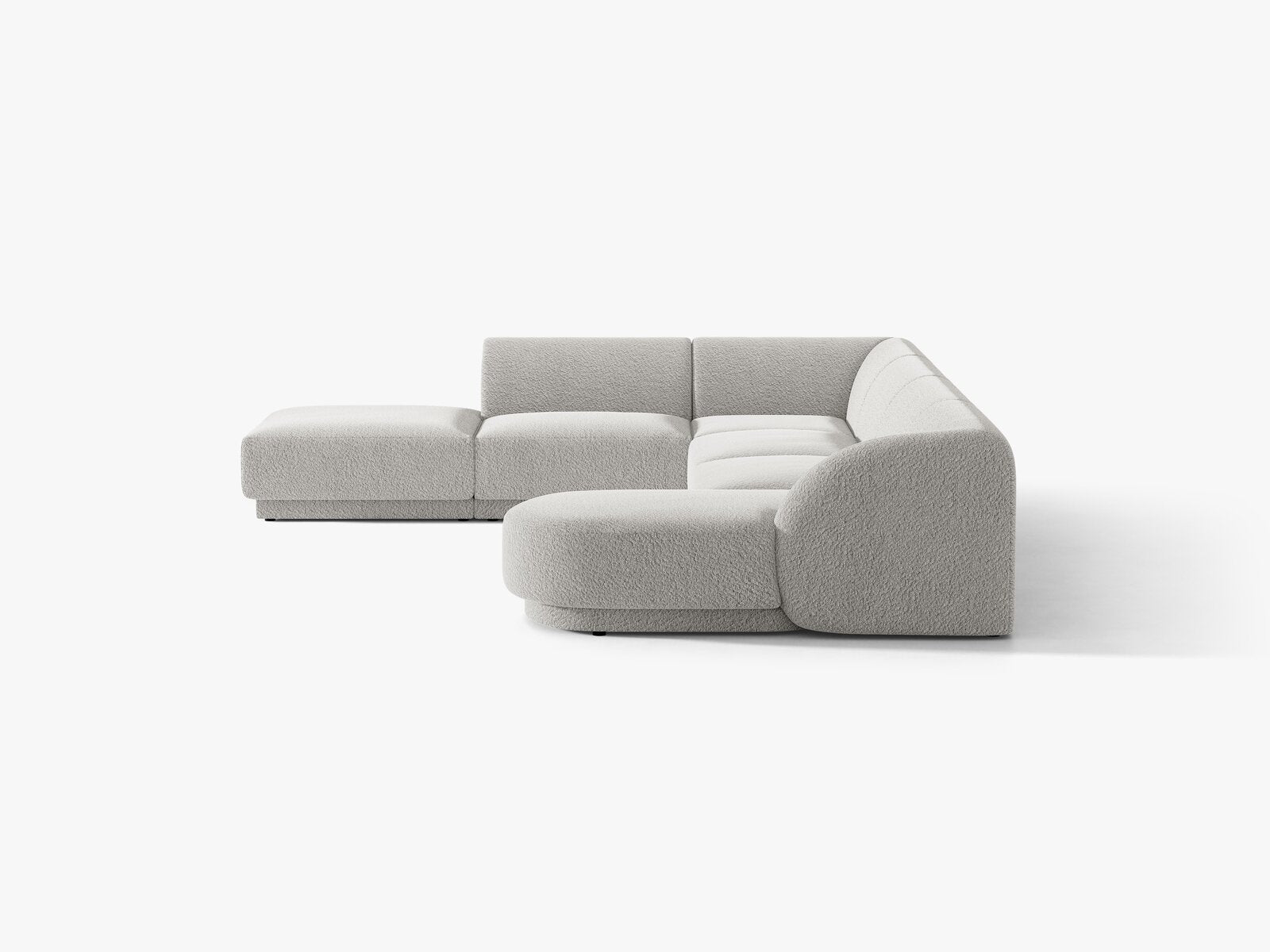Micadoni Panorama-Ecksofa Miley 6-Sitzer Links Boucle Baloo Hellgrau