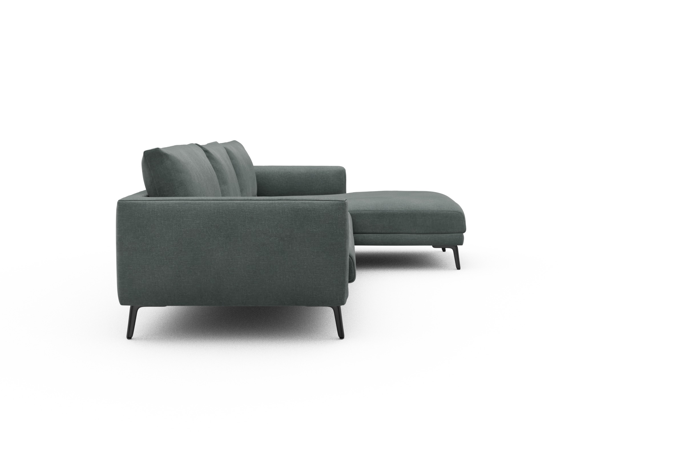 Ecksofa Karl Chaiselongue rechts mit 2,5-Sitzer Smooth-Silver-Grey