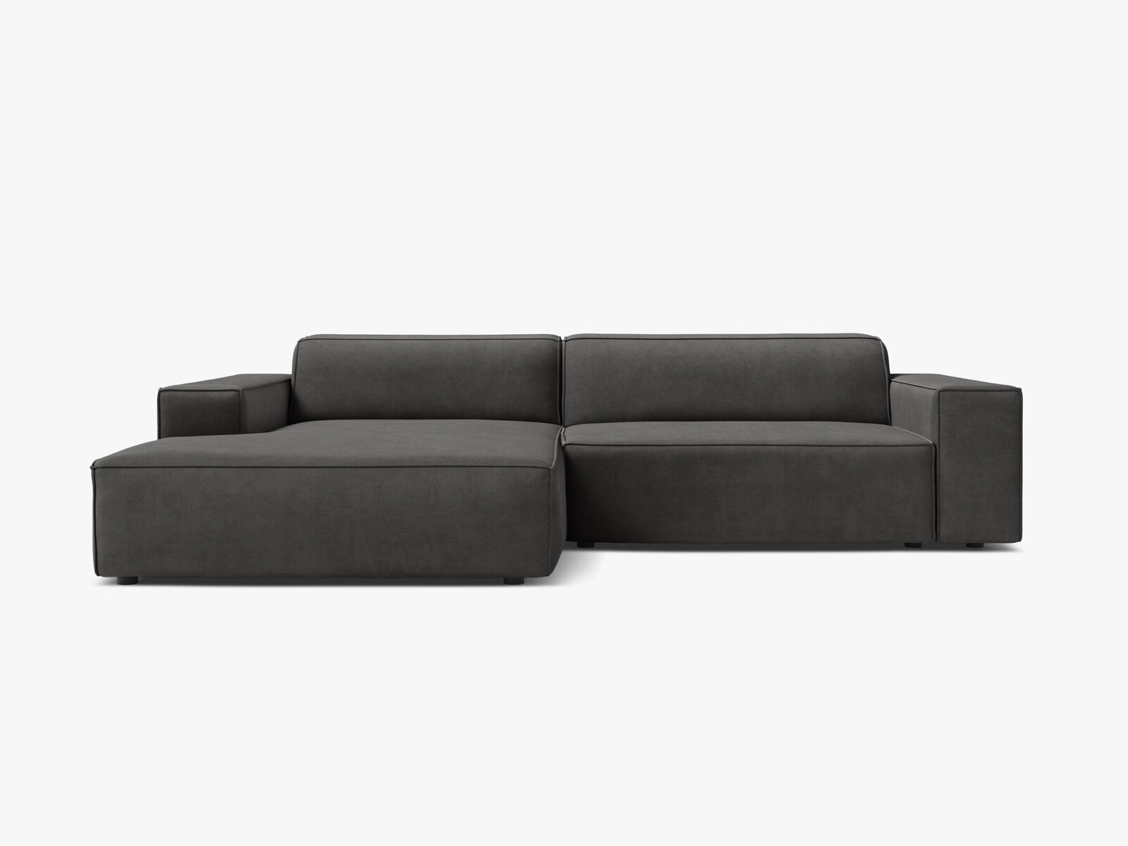 Micadoni Ecksofa Jodie 3-Sitzer Links Samt Bluvel Grau
