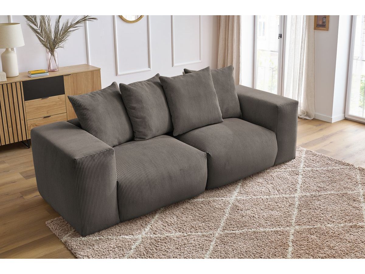 Bobochic Voltaire Sofa 3-Sitzer 248 × 100 cm Cordsamt Taupe