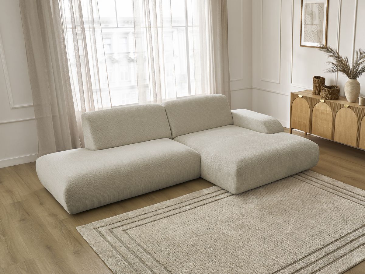 Bobochic Sirius Ecksofa 300 × 170 cm Strukturstoff Beige Ecke rechts