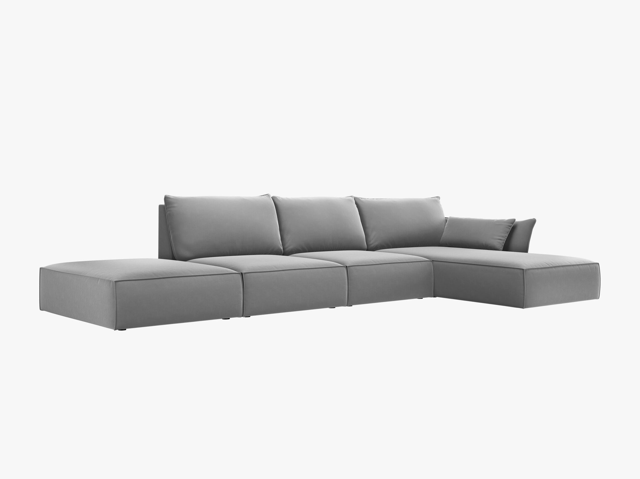 Micadoni Ecksofa Kaelle 5-Sitzer Rechts Samt Bluvel Grau