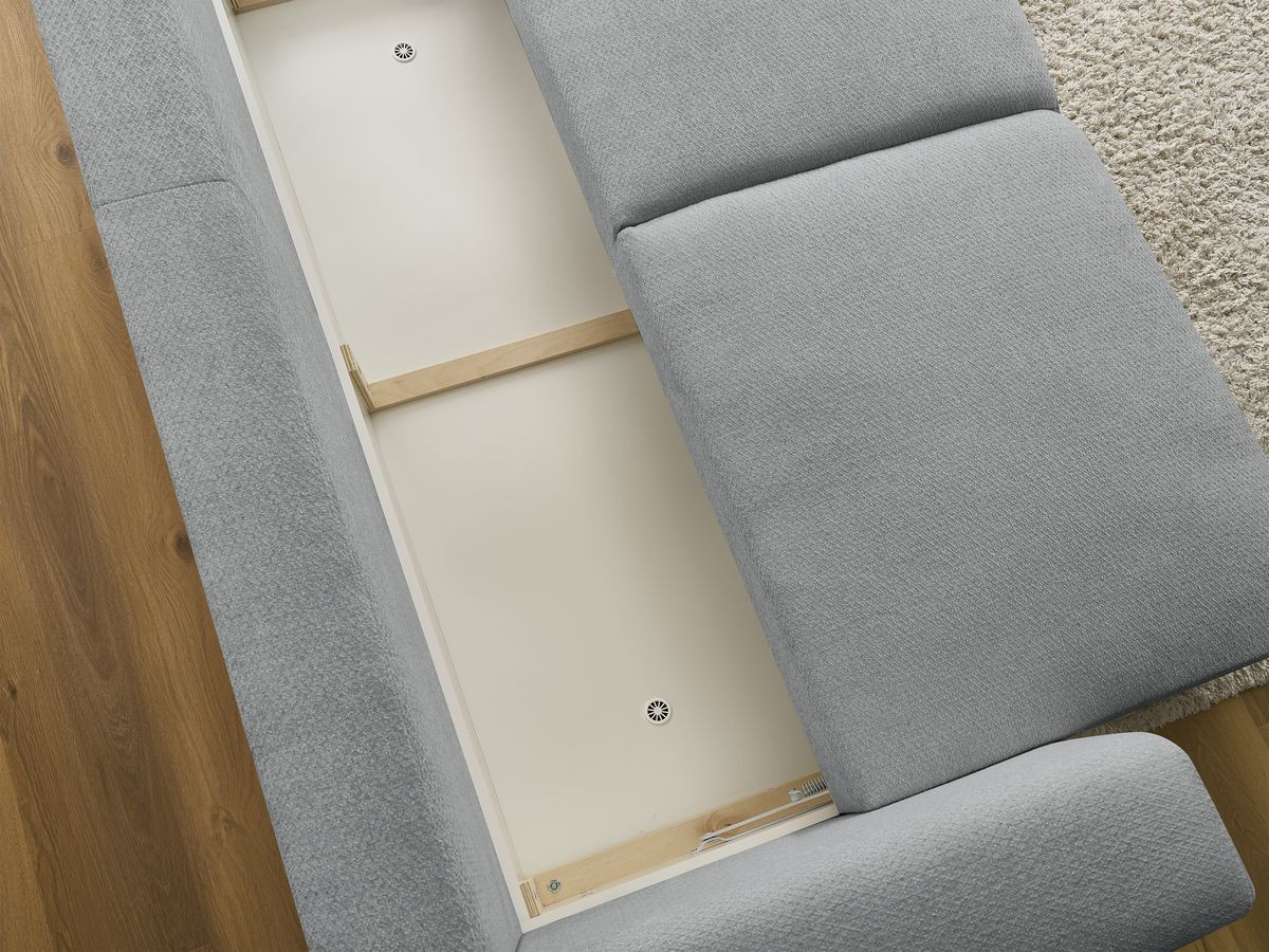 Bobochic Sidonie Schlafsofa 3-Sitzer mit Bettkasten Melange-Stoff Dunkelgrau