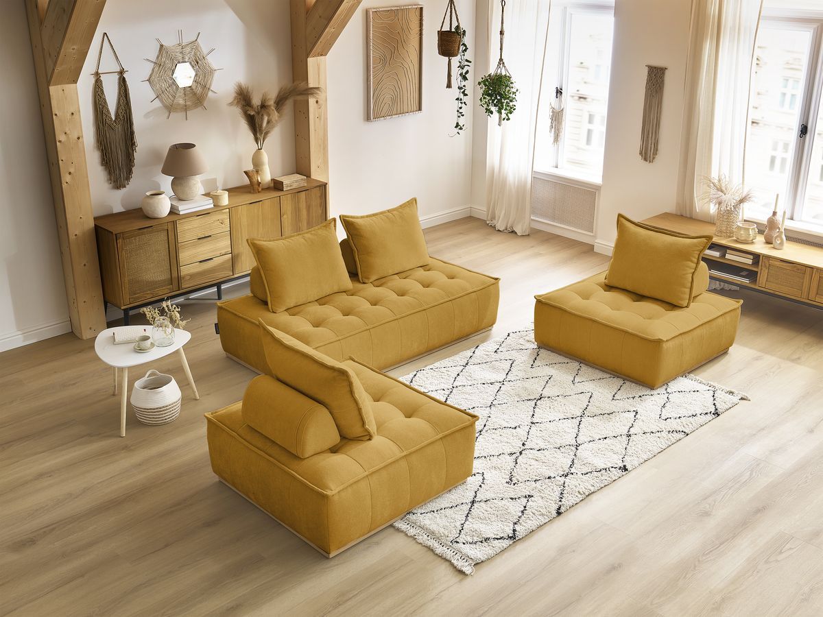 Bobochic Elisa Ecksofa Strukturstoff Gelb
