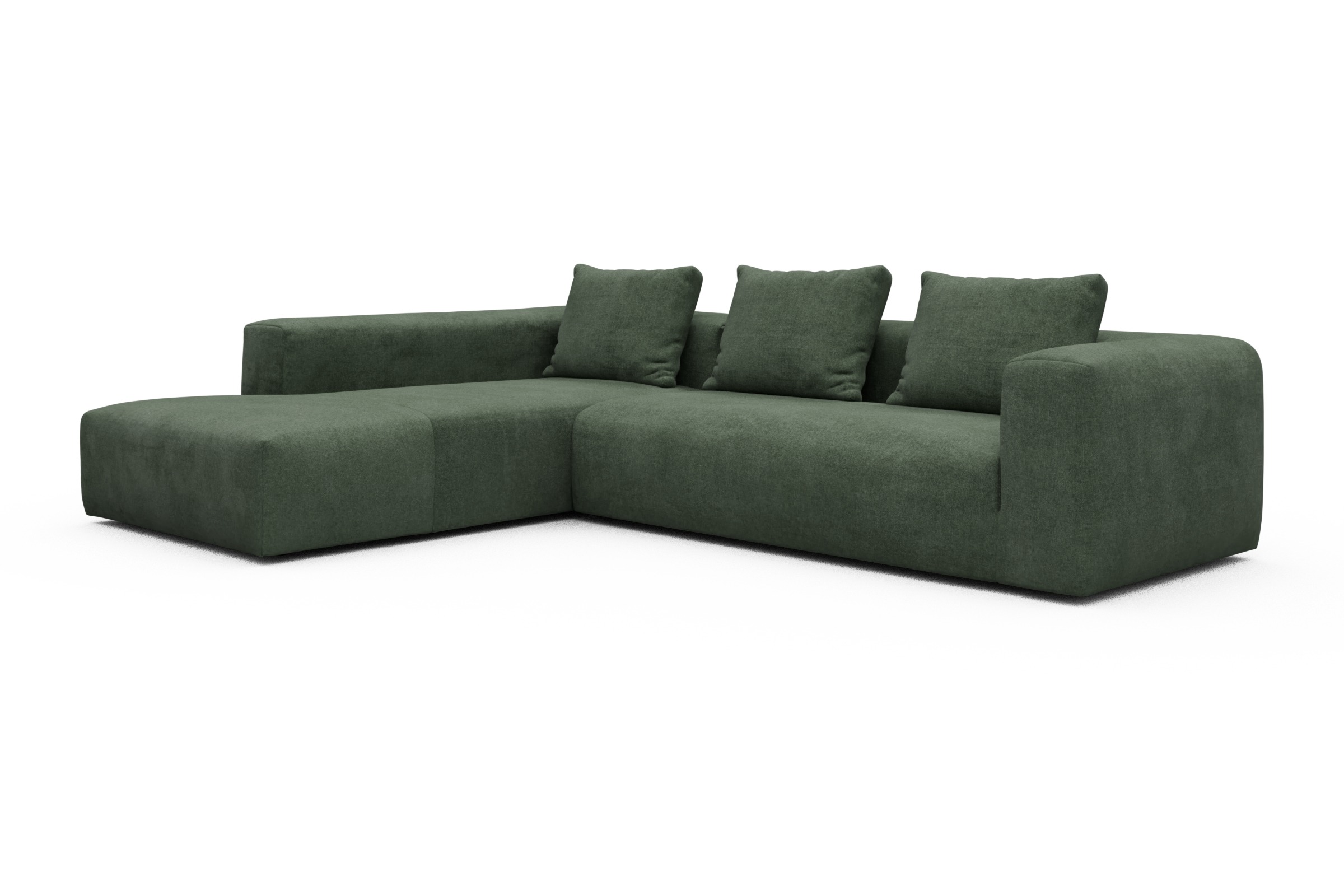 Ecksofa Fred Relax-Ecke links mit 2,5-Sitzer Casone-Forest-Green