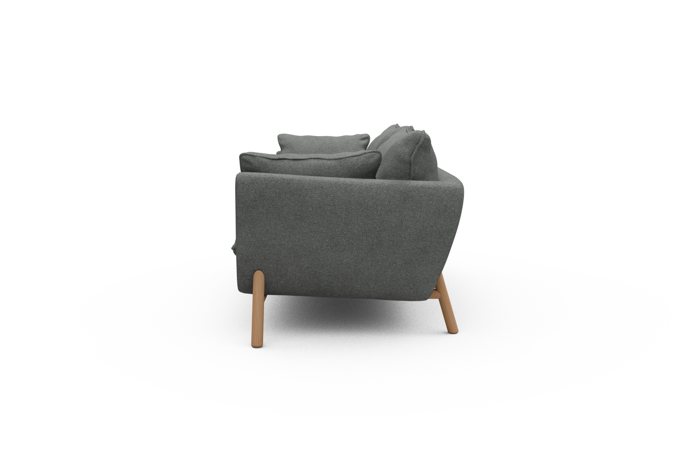 Sofa Emil PREMIUM 2-Sitzer Beinfarbe Eiche Natur Boucle-Ash-Grey