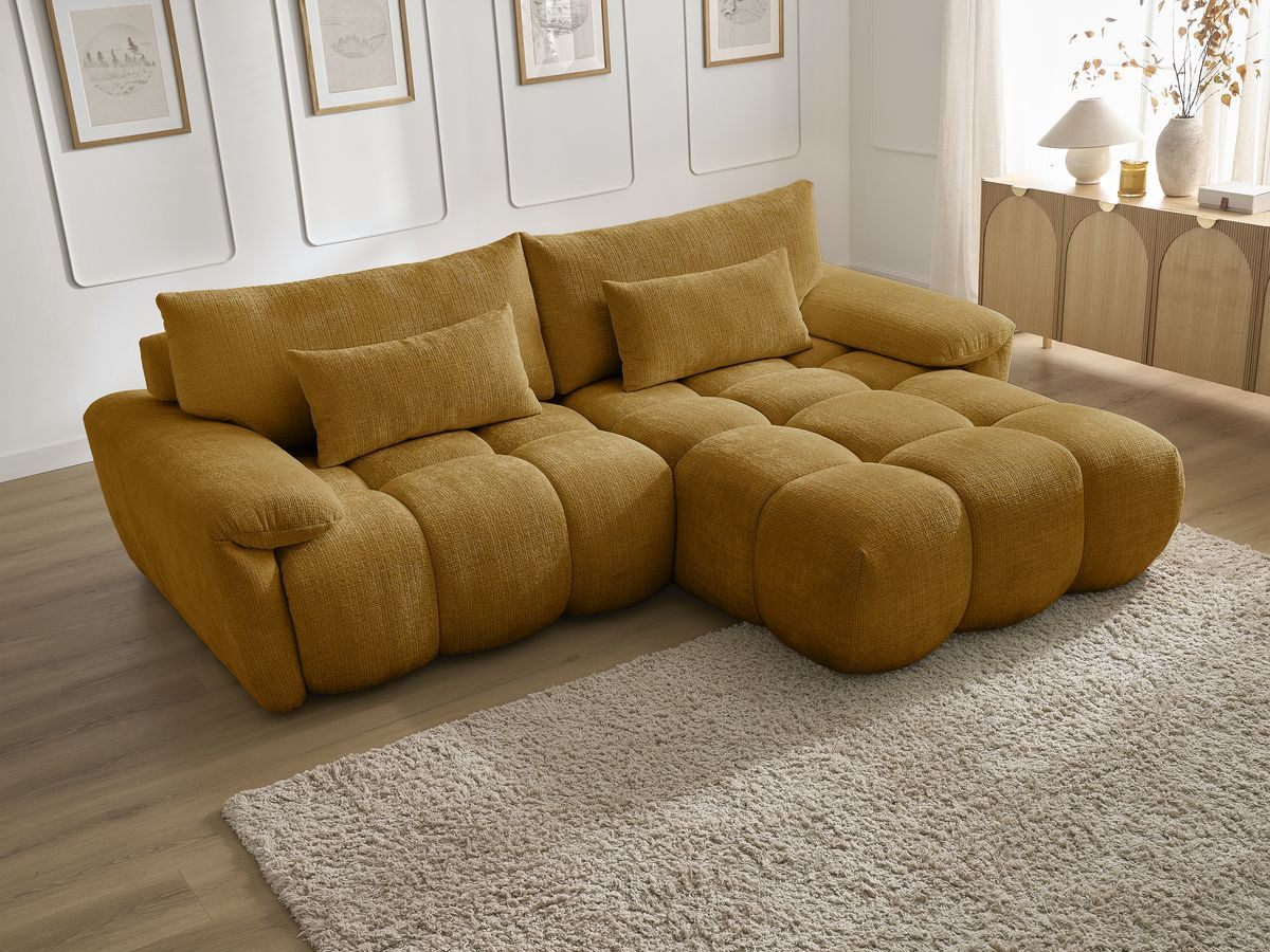 Bobochic Ivane Ecksofa Strukturstoff Gelb Ecke rechts