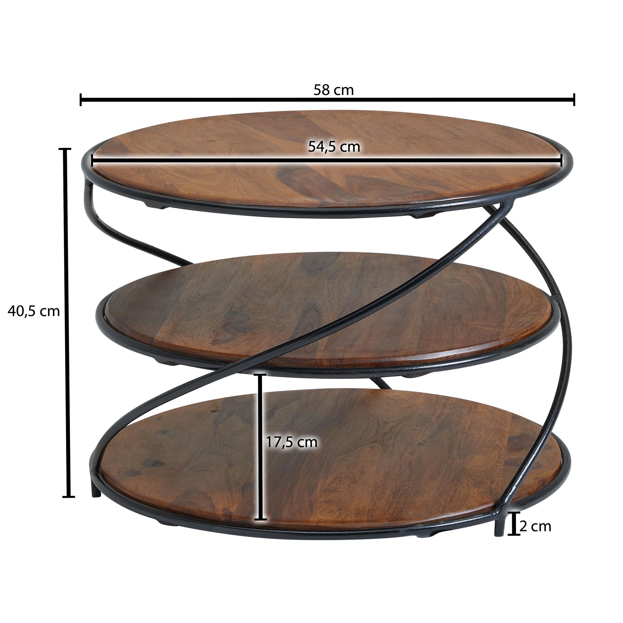 Couchtisch Reykjahlid Sheesham Massivholz Ø 58 cm