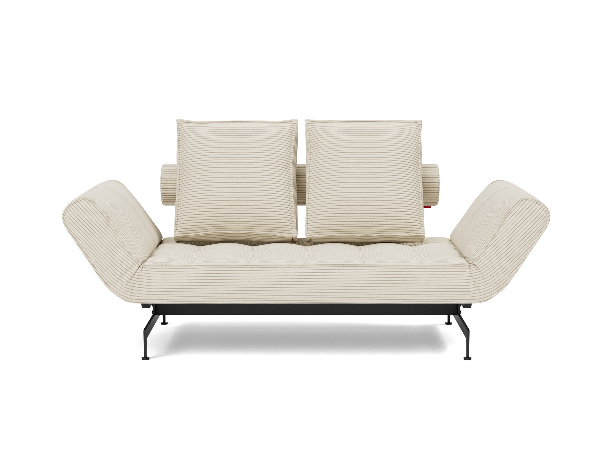Tagesbett Ghia Kord Corduroy 594-Ivory Beine Laser schwarz