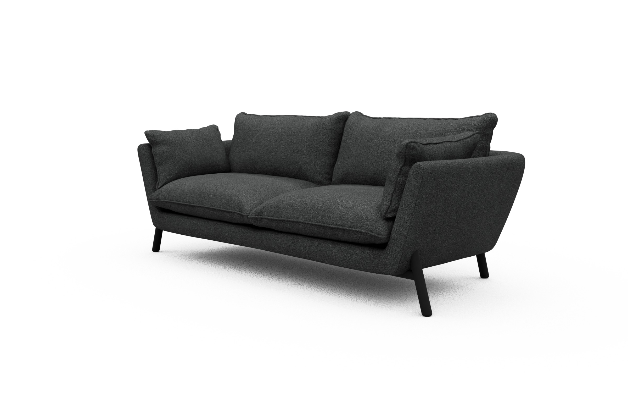 Sofa Emil PREMIUM 3-Sitzer Beinfarbe Eiche Schwarz Boucle-Charcoal