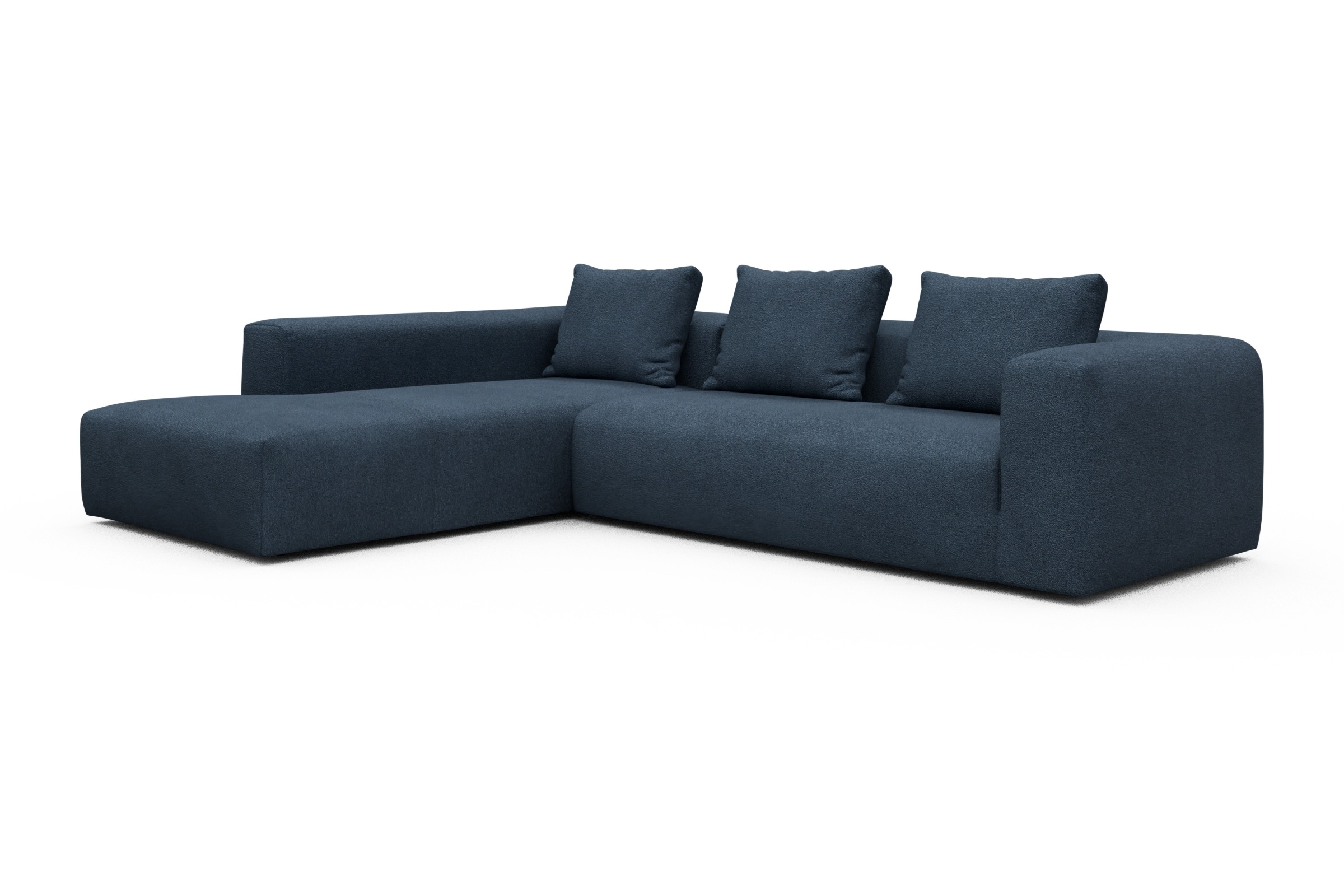 Ecksofa Fred Relax-Ecke links mit 2,5-Sitzer Boucle-Blue