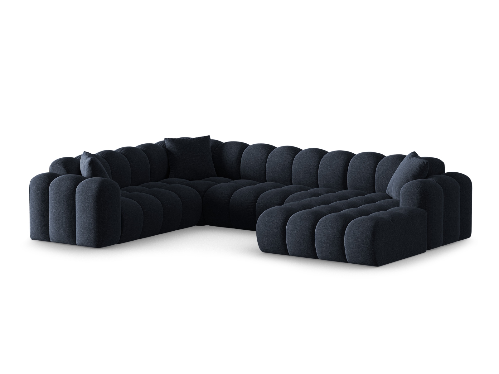 Cosmopolitan Design Panoramasofa Treno 4-Sitzer Chenille Eden Marineblau Links