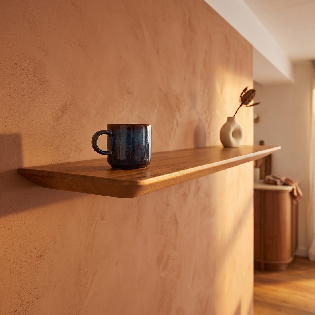 Raw Materials Craftsman Teakholz-Wandregal 90cm