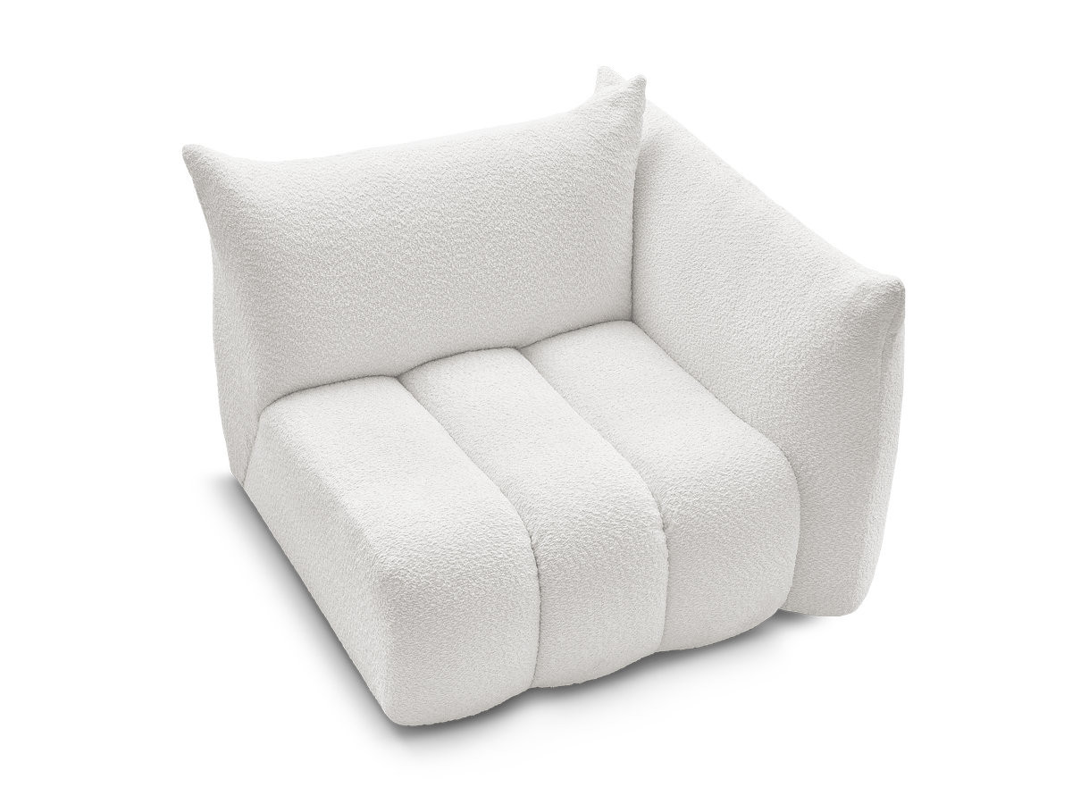 Bobochic Azra Sofamodul 1-Sitzer 117 × 112 cm Bouclé-Stoff Weiß Ecke rechts