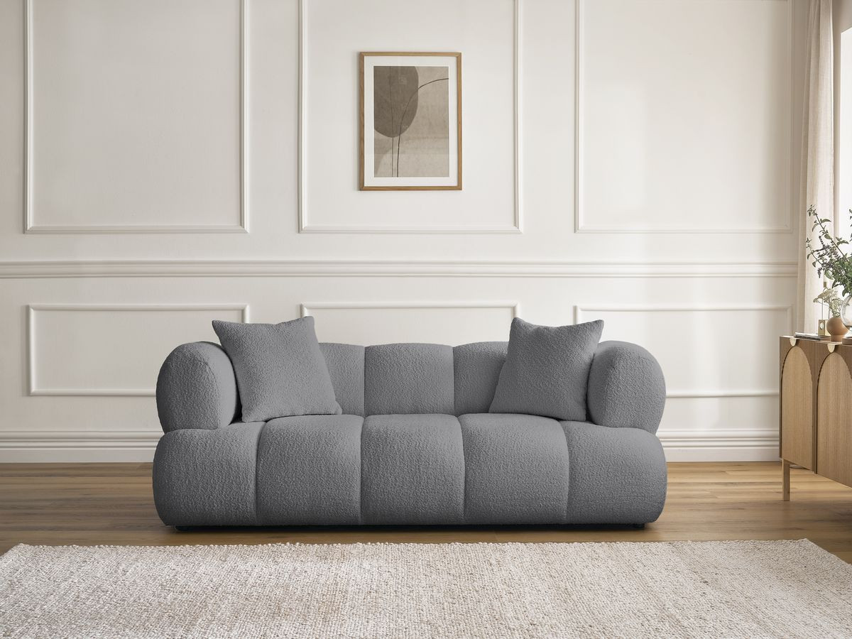 Bobochic Pamira Sofa 2-Sitzer Bouclé-Stoff Dunkelgrau