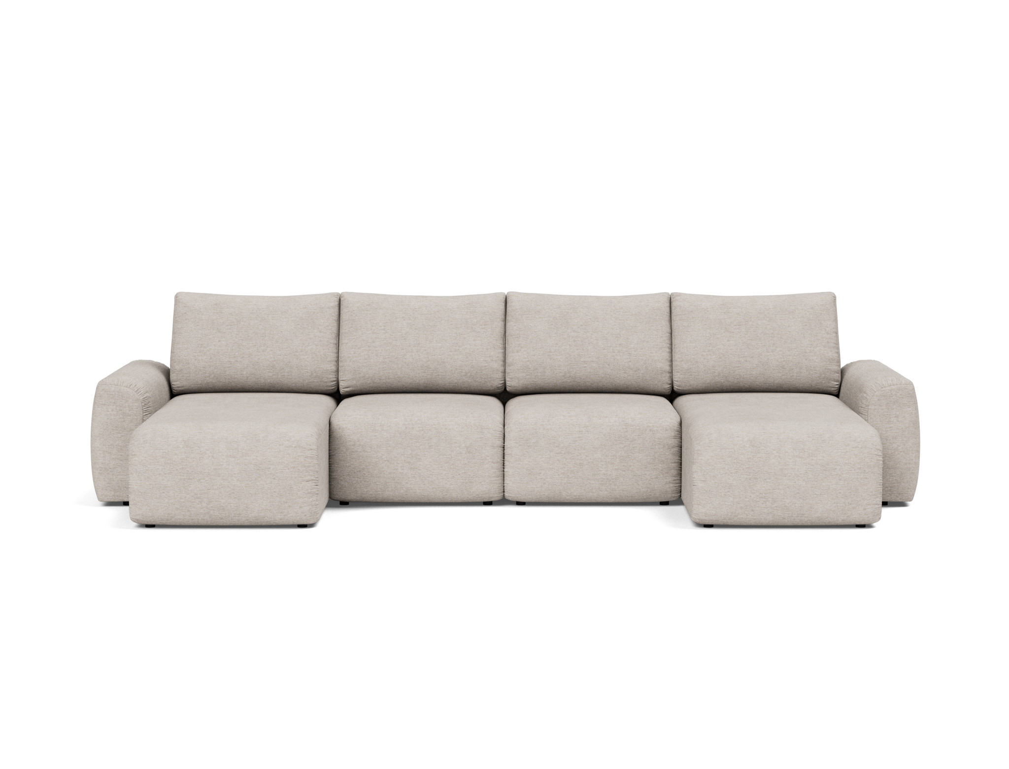 Schlafsofa Norum U-Form mit Chunky-Armlehnen Chenille Yuveno 471-Sand
