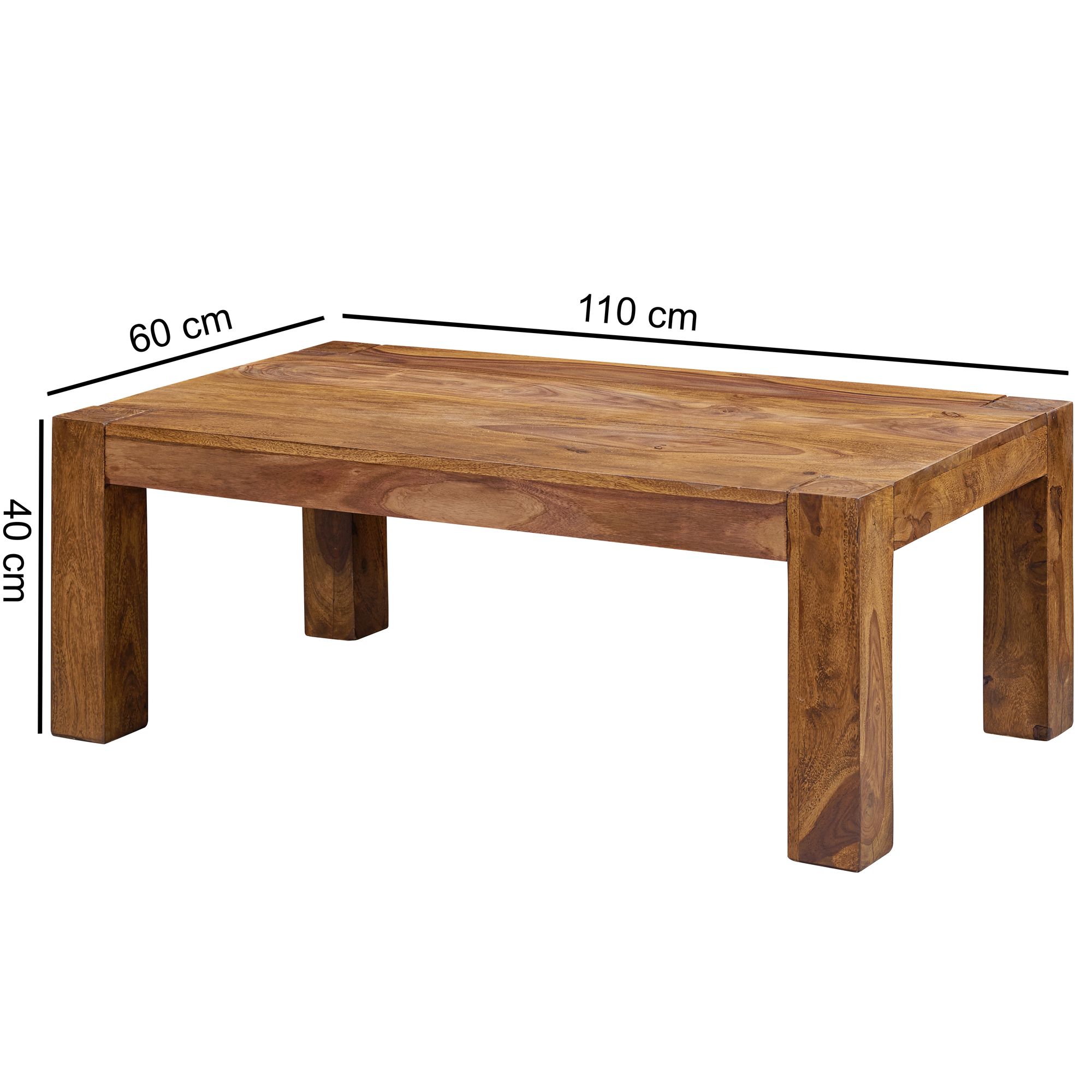 Couchtisch Aukra Massivholz Dunkelbraun 110 × 60 cm