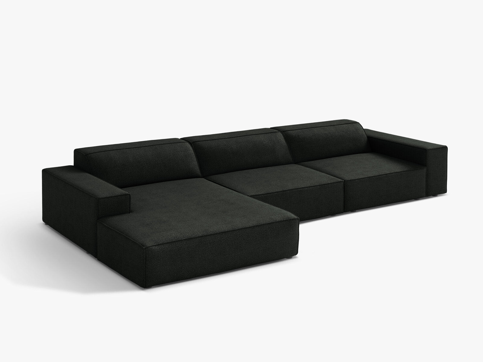 Micadoni Ecksofa Jodie 4-Sitzer Links Boucle Baloo Schwarz