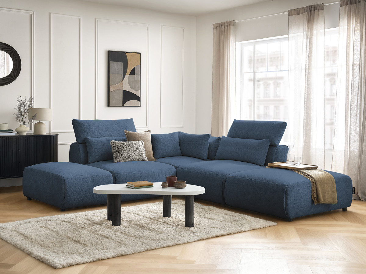 Bobochic Jana Ecksofa Melange-Stoff Blau