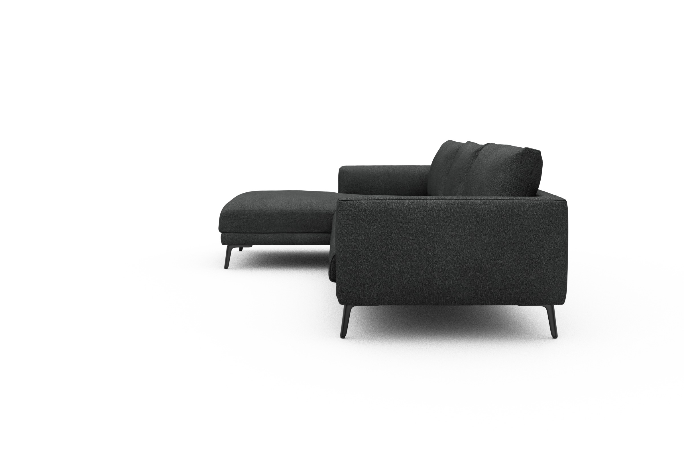 Ecksofa Karl Chaiselongue links mit 2,5-Sitzer Boucle-Charcoal