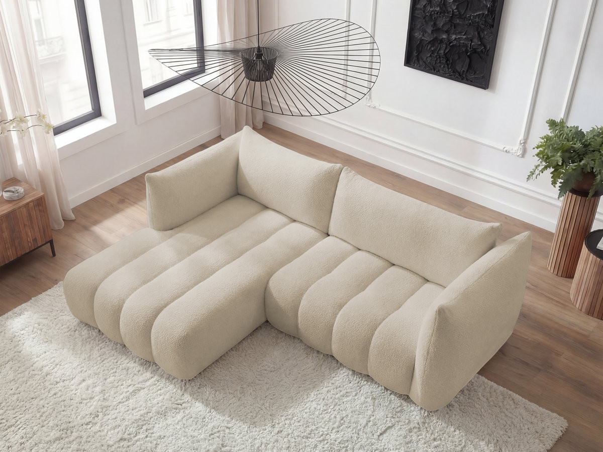 Bobochic Azra Ecksofa 262 × 178 cm Bouclé-Stoff Beige Ecke links