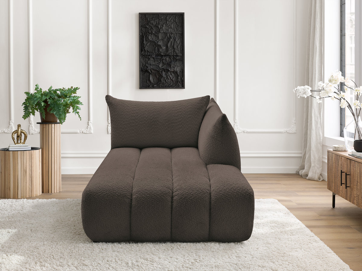 Bobochic Azra Méridienne-Modul Bouclé-Stoff Braun Ecke rechts