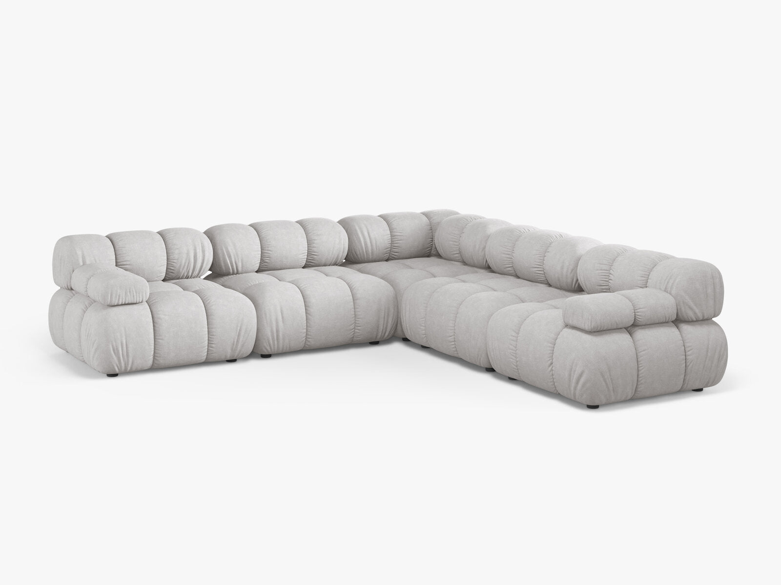 Micadoni Symmetrisches Ecksofa Bellis 5-Sitzer Strukturierter Stoff Liberty Hellgrau