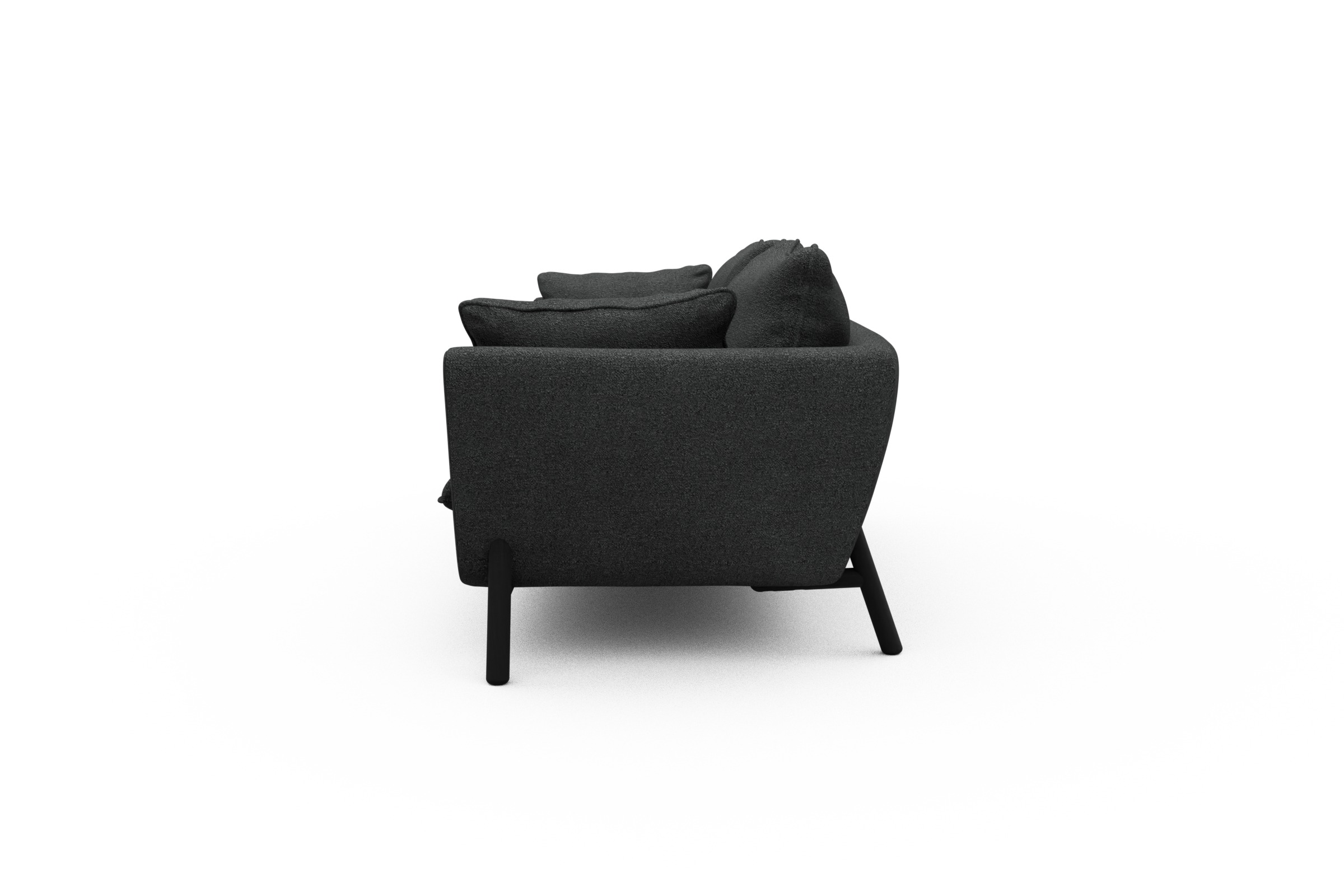 Sofa Emil PREMIUM 3-Sitzer Beinfarbe Eiche Schwarz Boucle-Charcoal