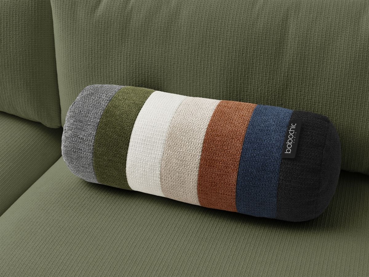 Bobochic Ezechiel Schlafsofa 3-Sitzer mit Bettkasten Melange-Stoff Grün