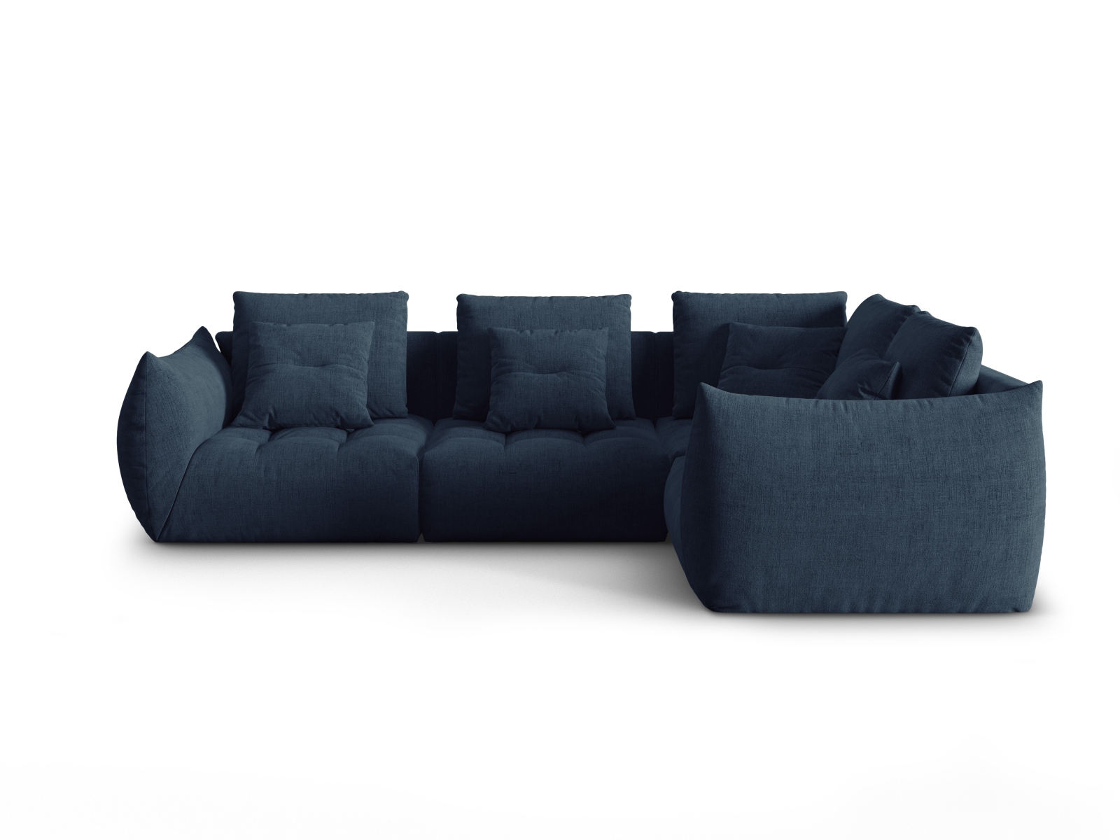 Micadoni Ecksofa Bloom 4-Sitzer Rechts Strukturierter Stoff Dunkelblau