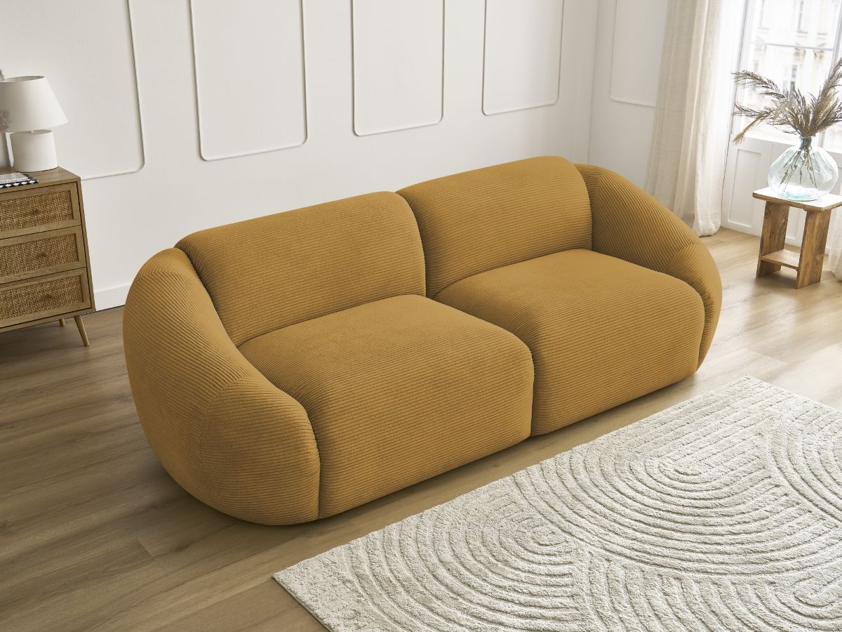 Bobochic Tina Sofa 3-Sitzer Cordsamt Gelb
