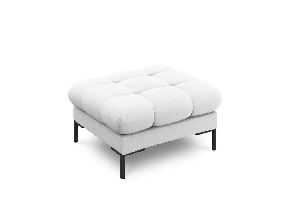 Cosmopolitan Design Pouf Bali Strukturierter Stoff Neve Hellgrau Beine Schwarzes Metall