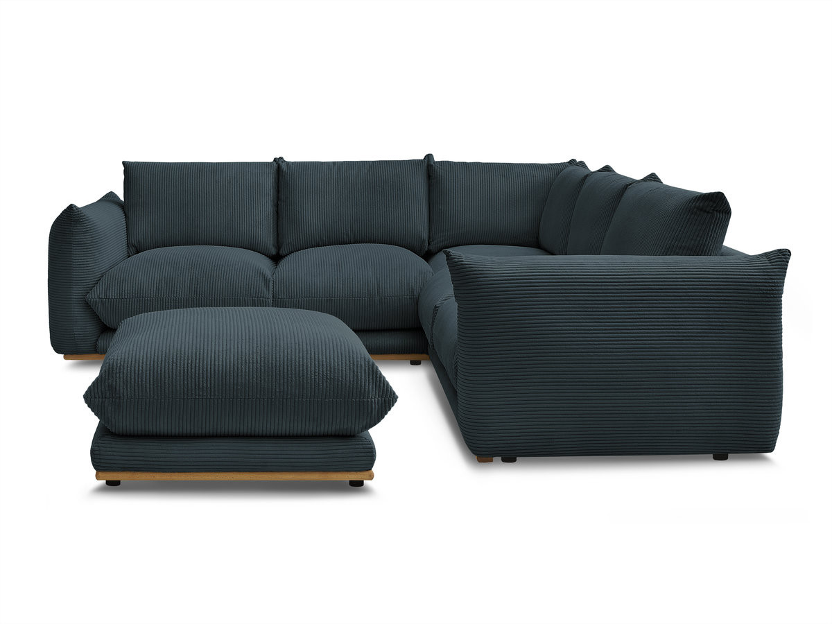 Bobochic Ernest Ecksofa mit Pouf Cordsamt Blau