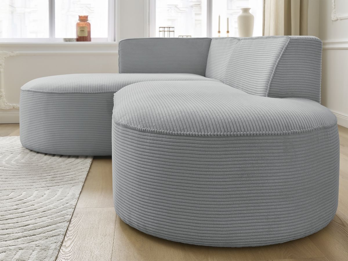 Bobochic Rousseau Ecksofa Cordsamt Hellgrau Ecke links