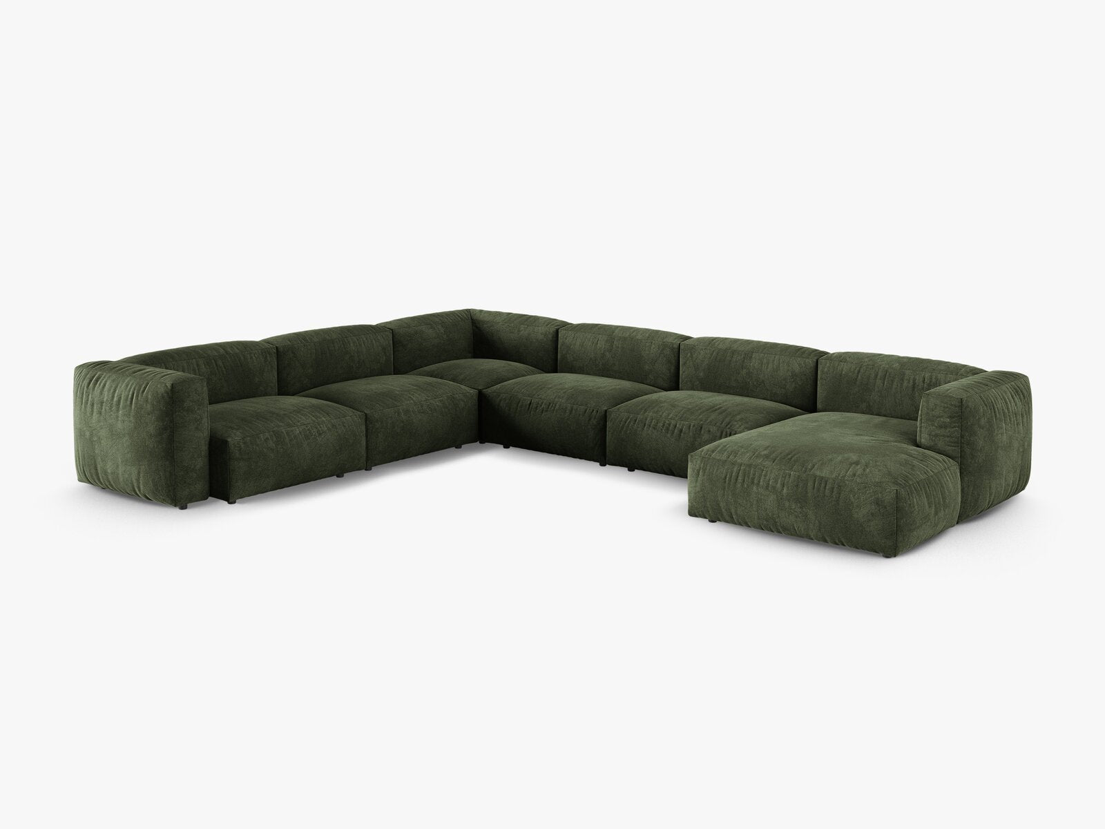 Micadoni modulares Ecksofa XL Martina 6-Sitzer 90cm Sitztiefe Links Samt Vogue Grün