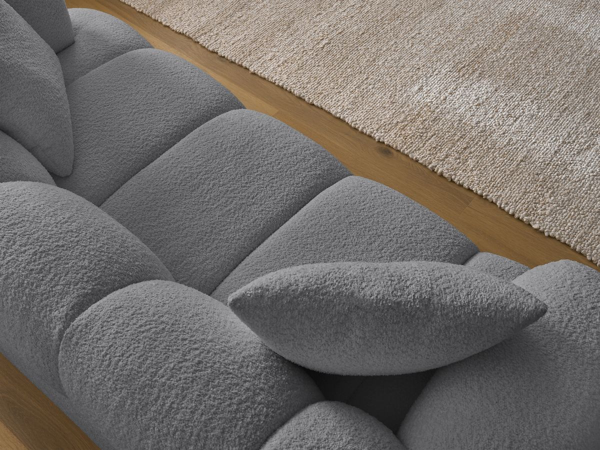 Bobochic Pamira Sofa 2-Sitzer Bouclé-Stoff Dunkelgrau