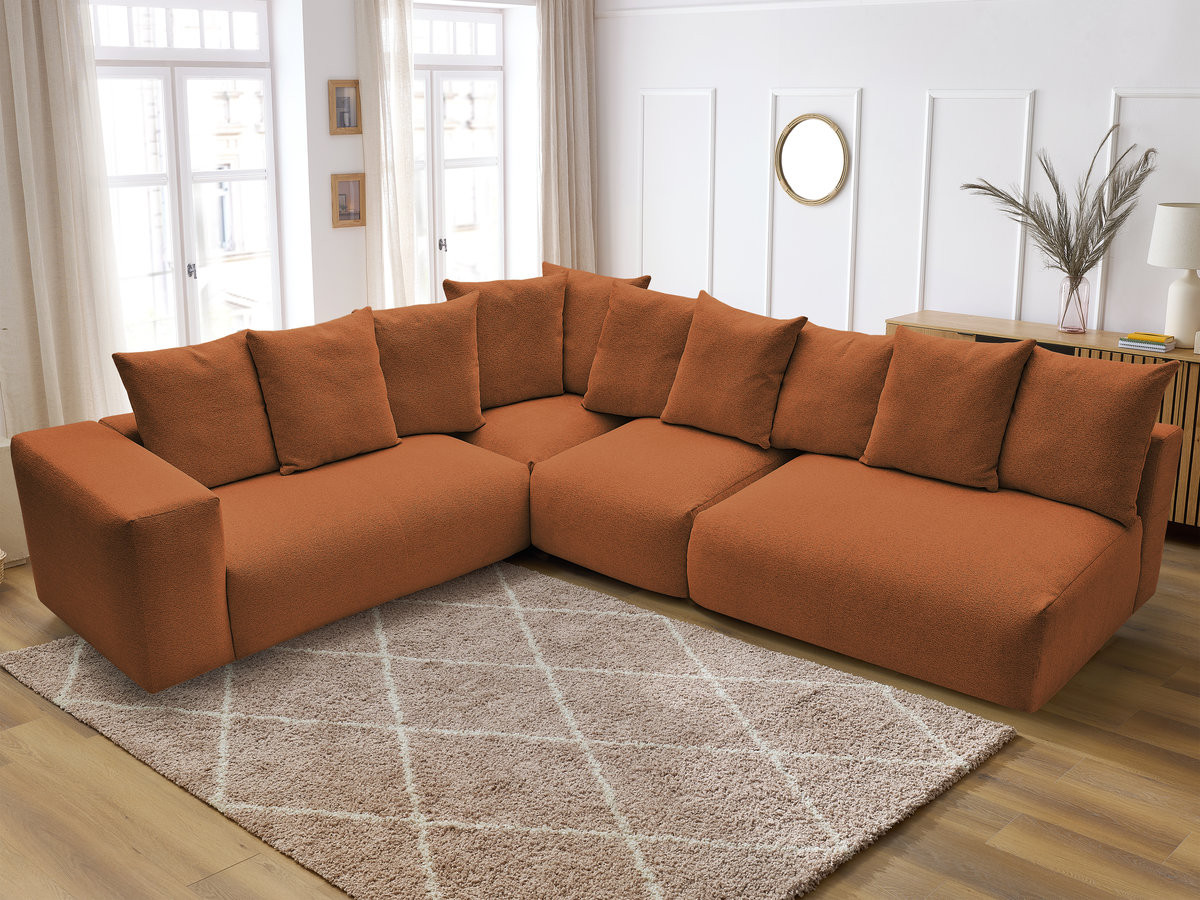 Bobochic Voltaire Ecksofa 322 × 268 cm Melange-Stoff Orange Ecke links