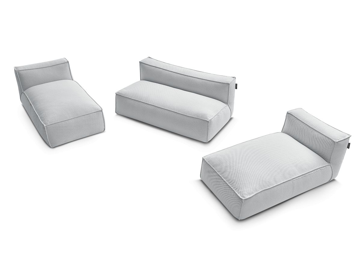 Bobochic Biarritz Gartensofa 4-Sitzer Melange-Stoff Grau