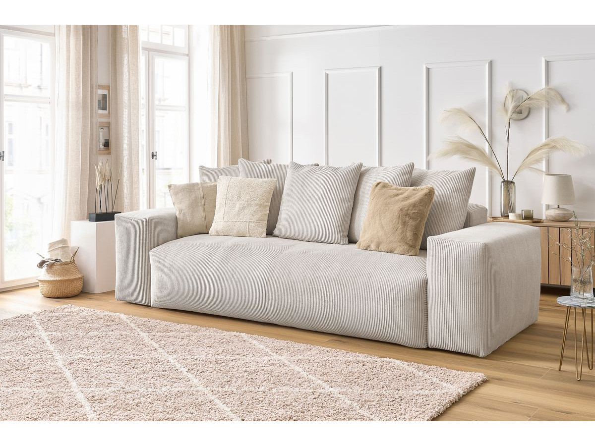 Bobochic Voltaire Sofa 3-Sitzer 280 × 124 cm Cordsamt Beige