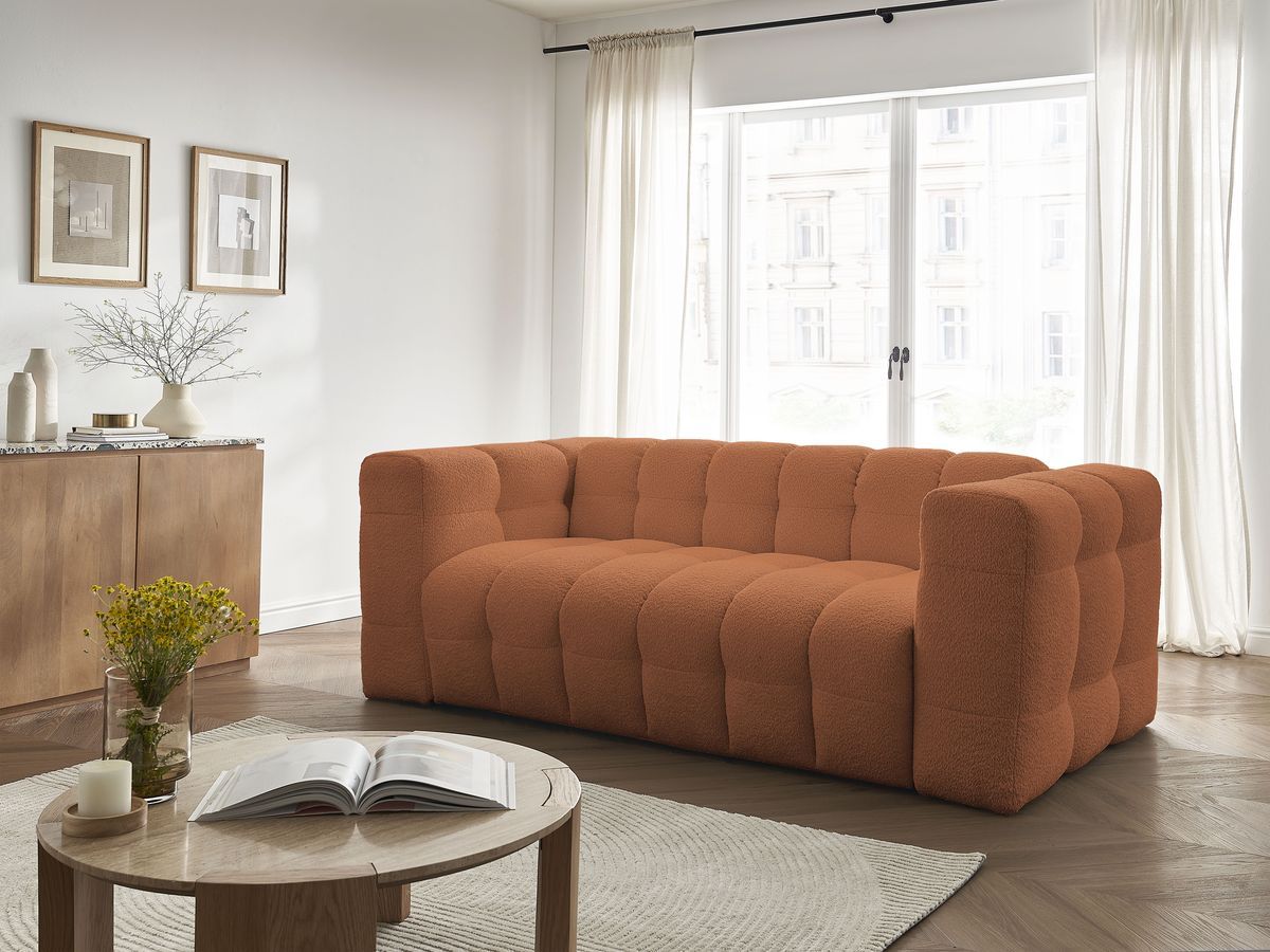 Bobochic Cloud Schlafsofa 3-Sitzer Bouclé-Stoff Orange