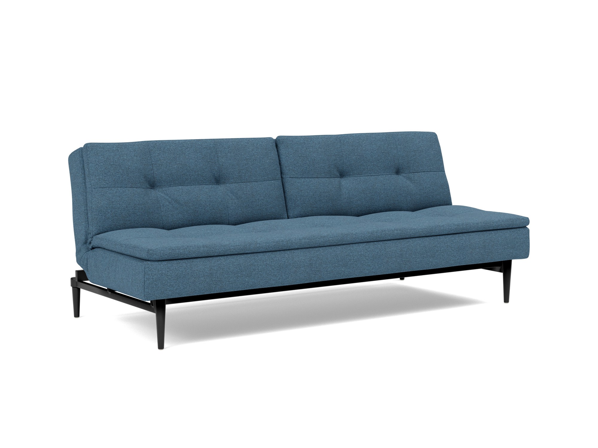 Schlafsofa Dublexo Strukturierter Stoff Weda 302-Weda-Blue Beine Styletto Eiche schwarz