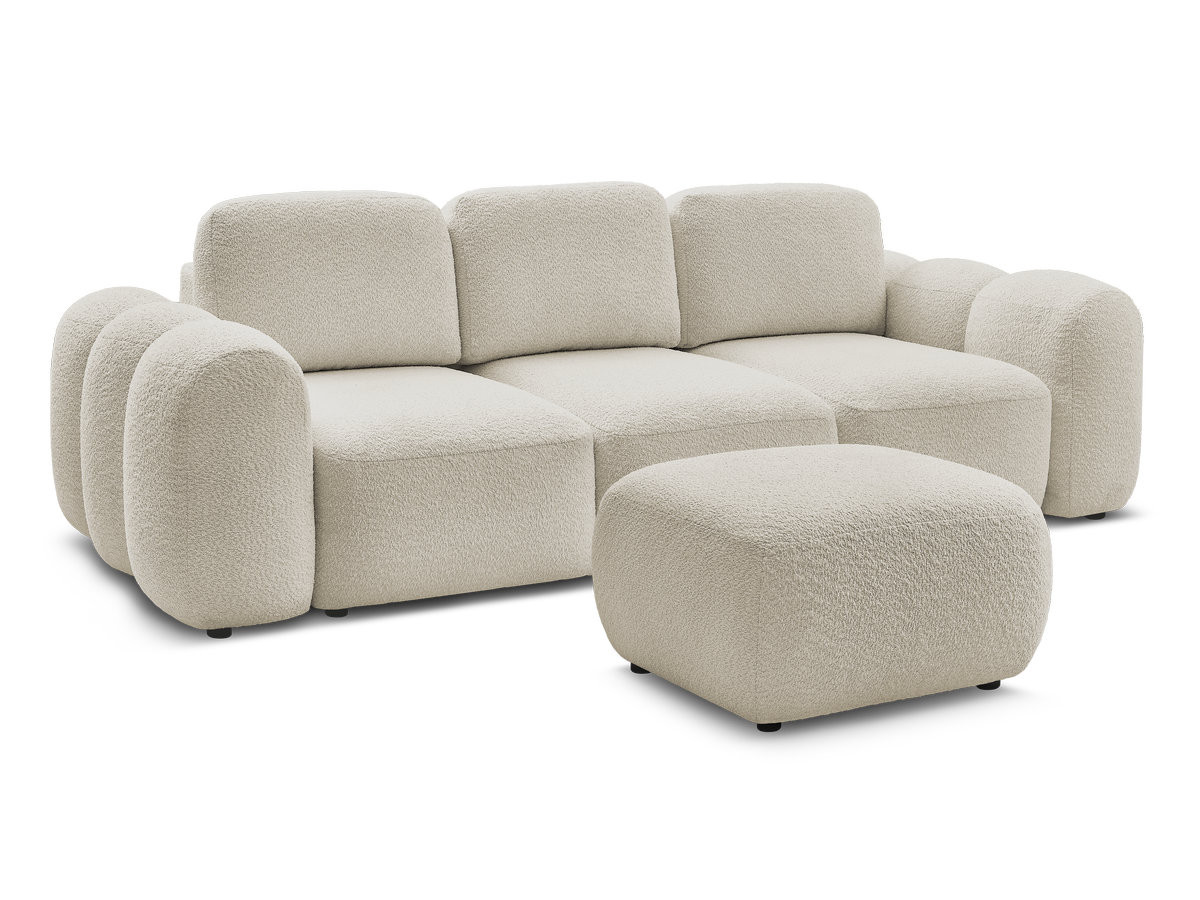 Bobochic Montaigne Schlafsofa 3-Sitzer mit Bettkasten und Pouf